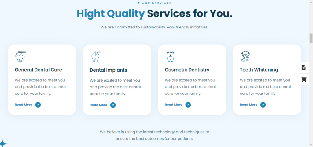 Example of a professional dental website design with online booking and patient review features